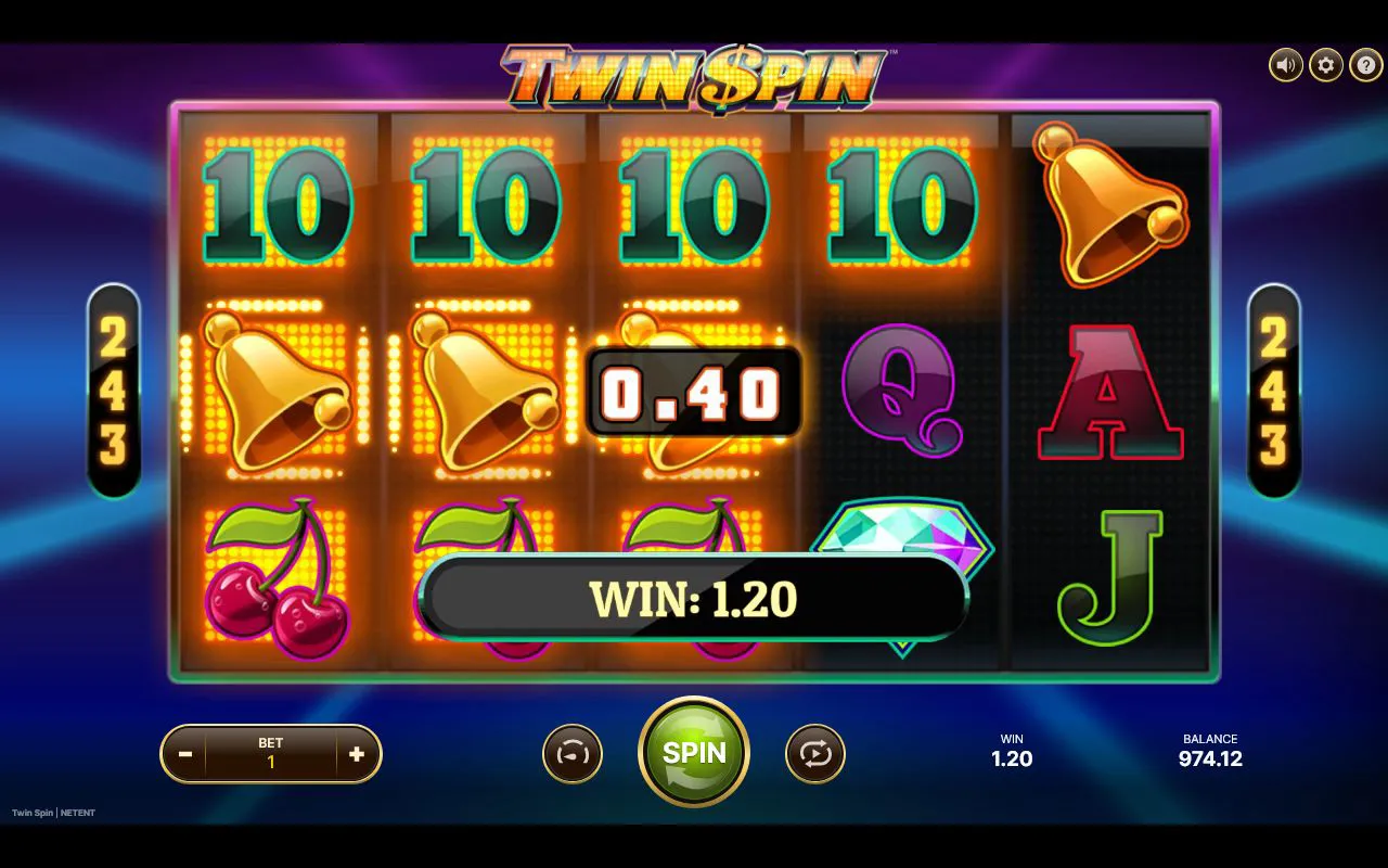 Four-reel twin expansion with 10, Bell and Cherry symbols, 1.20 win