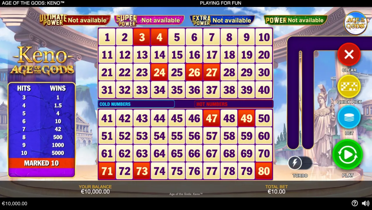 Age of the Gods: Keno slot