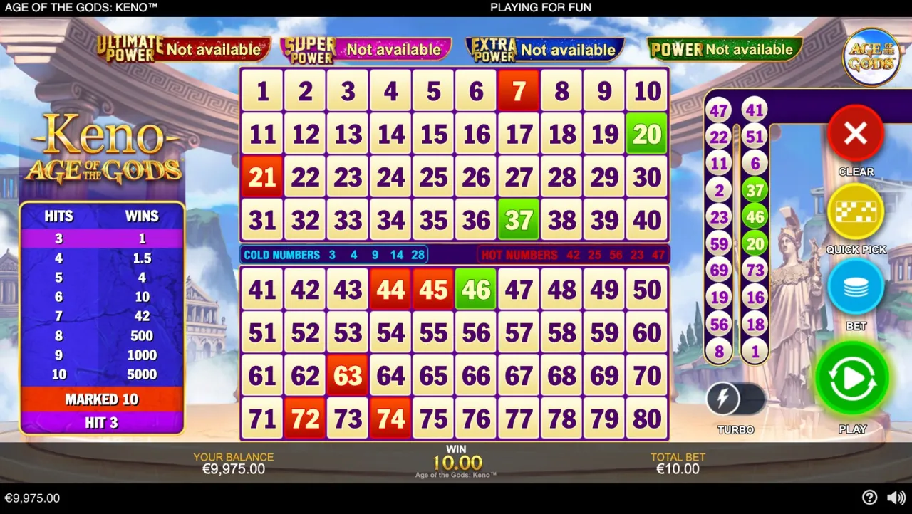 Age of the Gods: Keno slot
