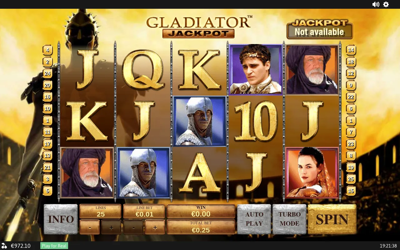 Late-session base-game grid with the balance reading €972.10