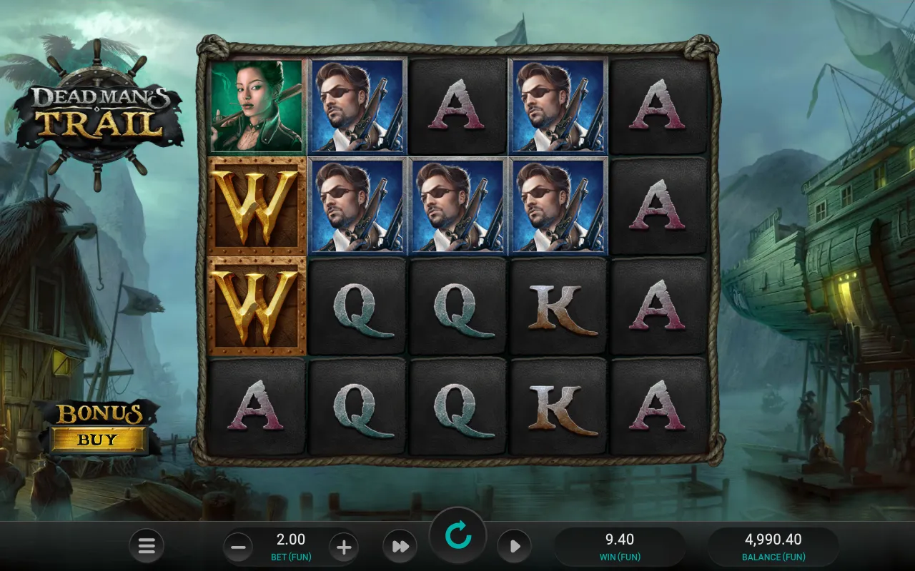 W wilds with pirate and woman premium symbols