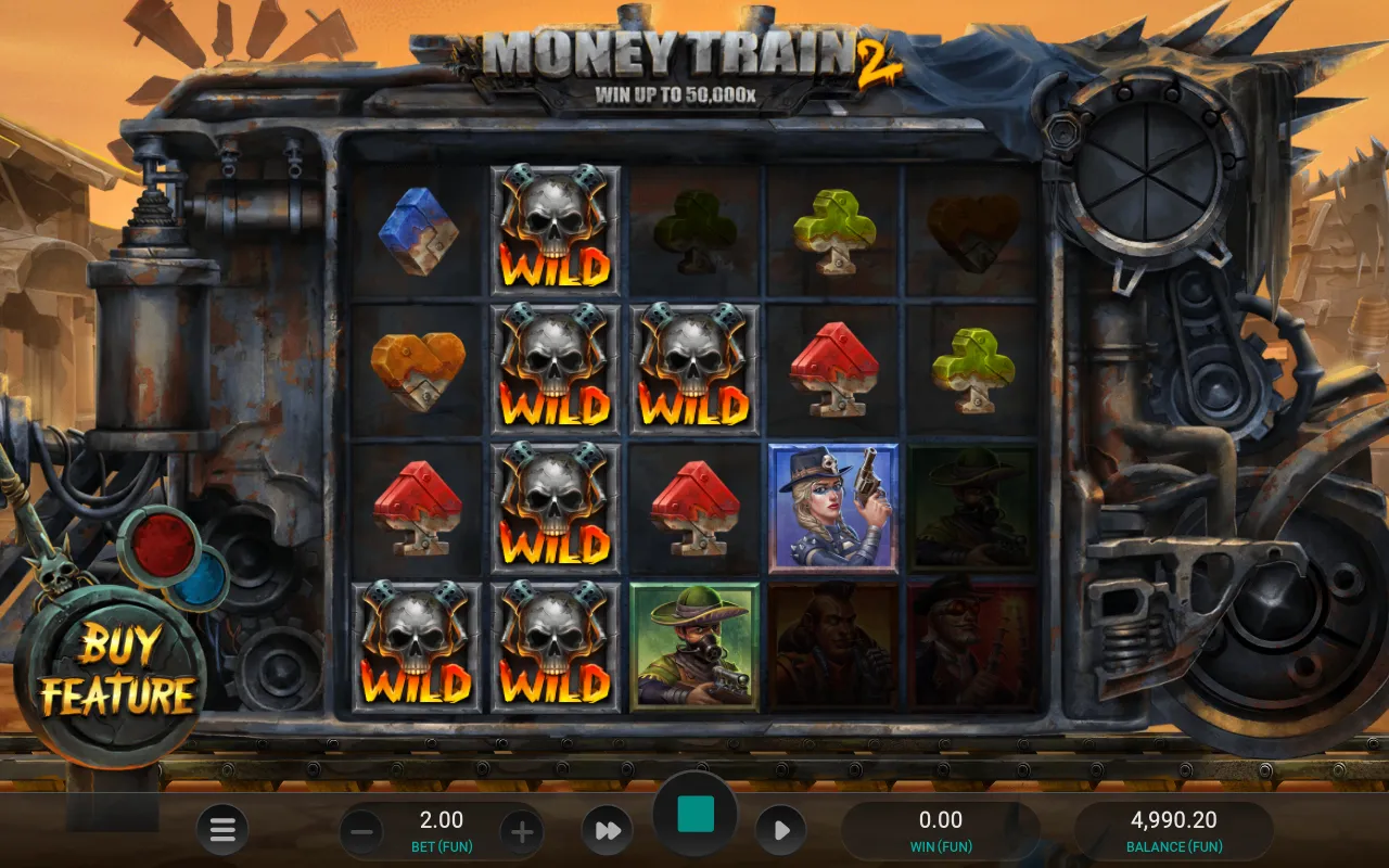 A stacked skull-wild column on reels two and three settling 27